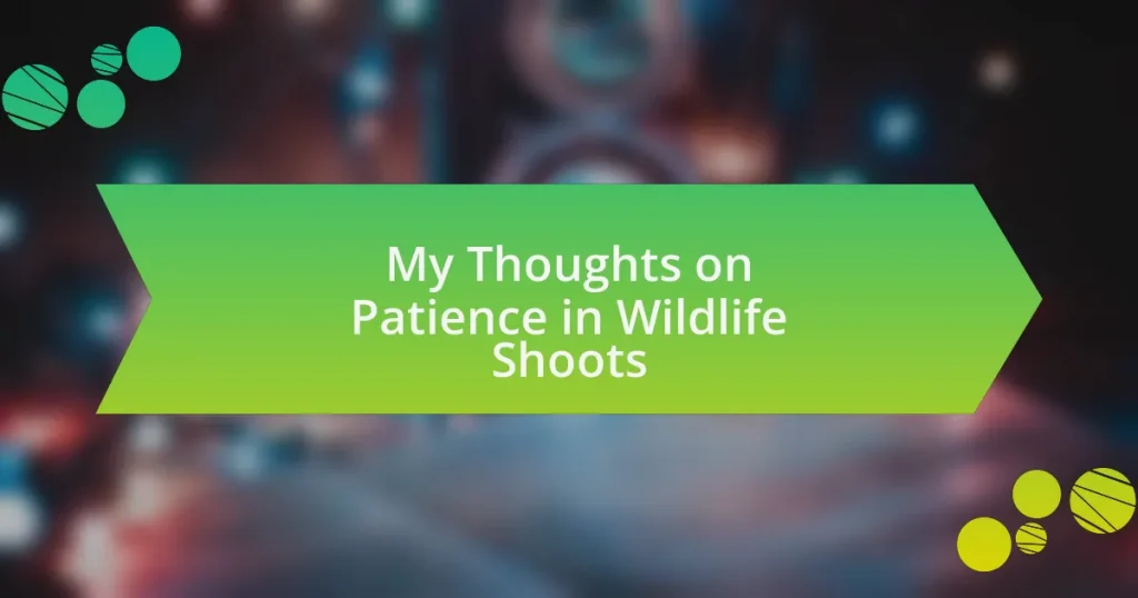 My Thoughts on Patience in Wildlife Shoots