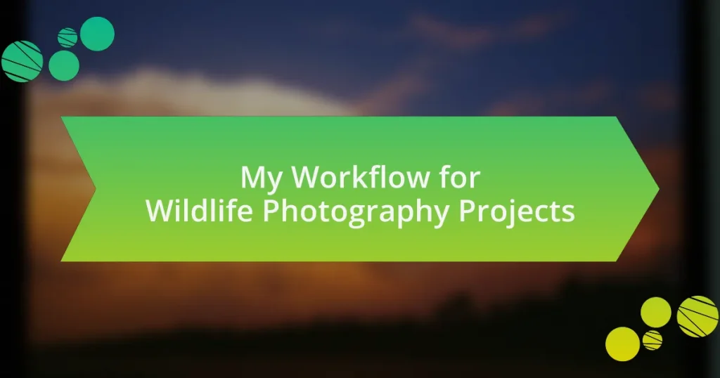 My Workflow for Wildlife Photography Projects