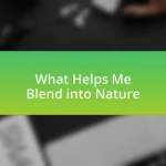 What Helps Me Blend into Nature